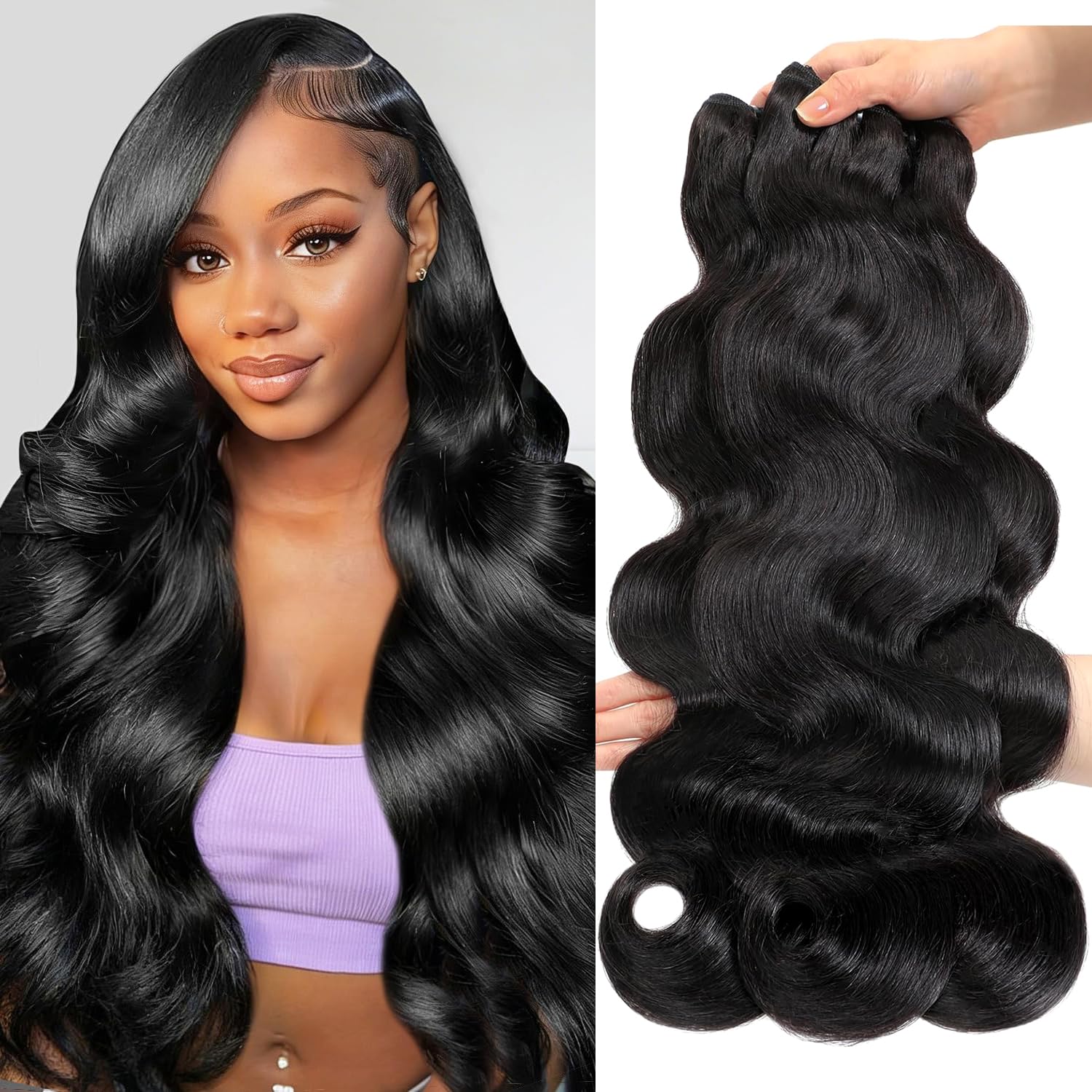17A Body Wave Bundles Human Hair 100% Raw Cambodian Human Hair 3 Bundles 18 20 22inch,Triple Lifespan Virgin Remy Hair,Keep Texture Silky Soft After Multiple Washes For Women