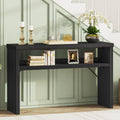 BON AUGURE Black Console Table 47 Inches, Entryway Table with Storage, Sofa Tables Narrow Long, Wooden Couch Tables Behind Sofa for Living Room, 2 Tier Entrance Tables
