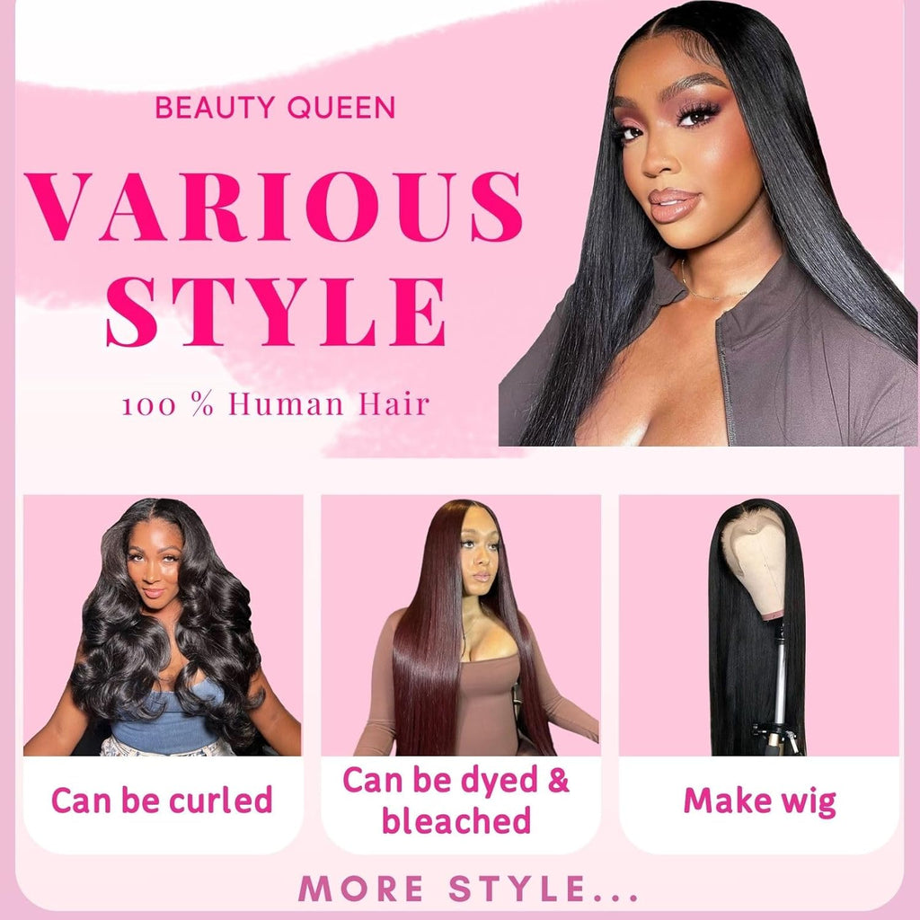 Beauty Queen 3 Bundles Human Hair Straight (20 Inch) 16a Grade Unprocessed Straight Brazilian Sew In Hair Extensions Thick Virgin Hair Natural Color