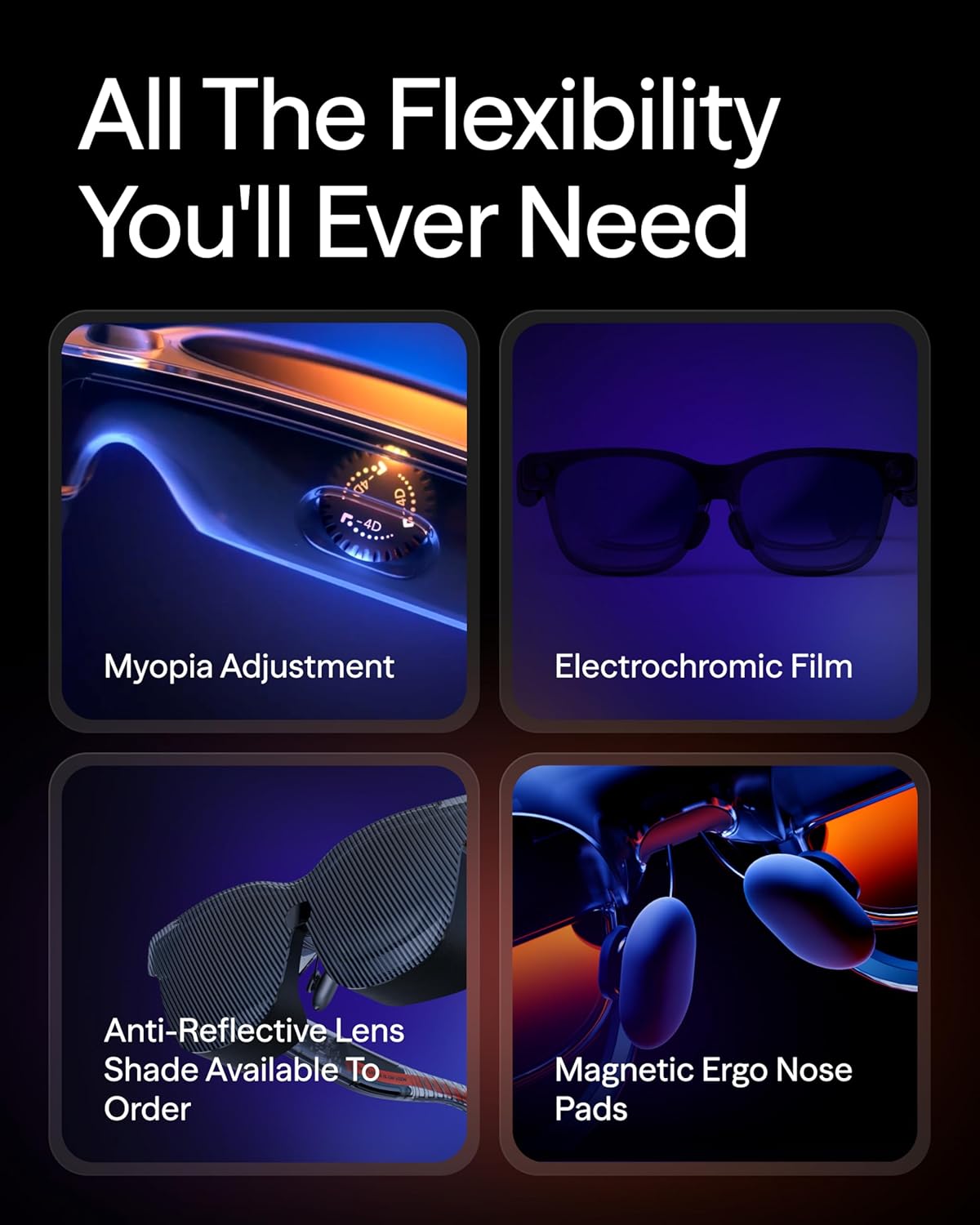 VITURE Luma Ultra XR Glasses, 152'' 1500 Nits 6DoF AR Glasses, 52° FOV, 2D to 3D, Electrochromic Film, Myopia Adjustments, Gaming Smart Glasses for iPhone 17/16/15 PS5 PS4 Switch 2 Android Mac PC