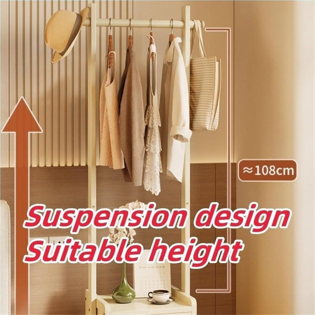 Coat Rack with Storage Cabinet Hanging Clothes Rack with Cabinet Laundry Racks Coat Holder for Entryway Decor