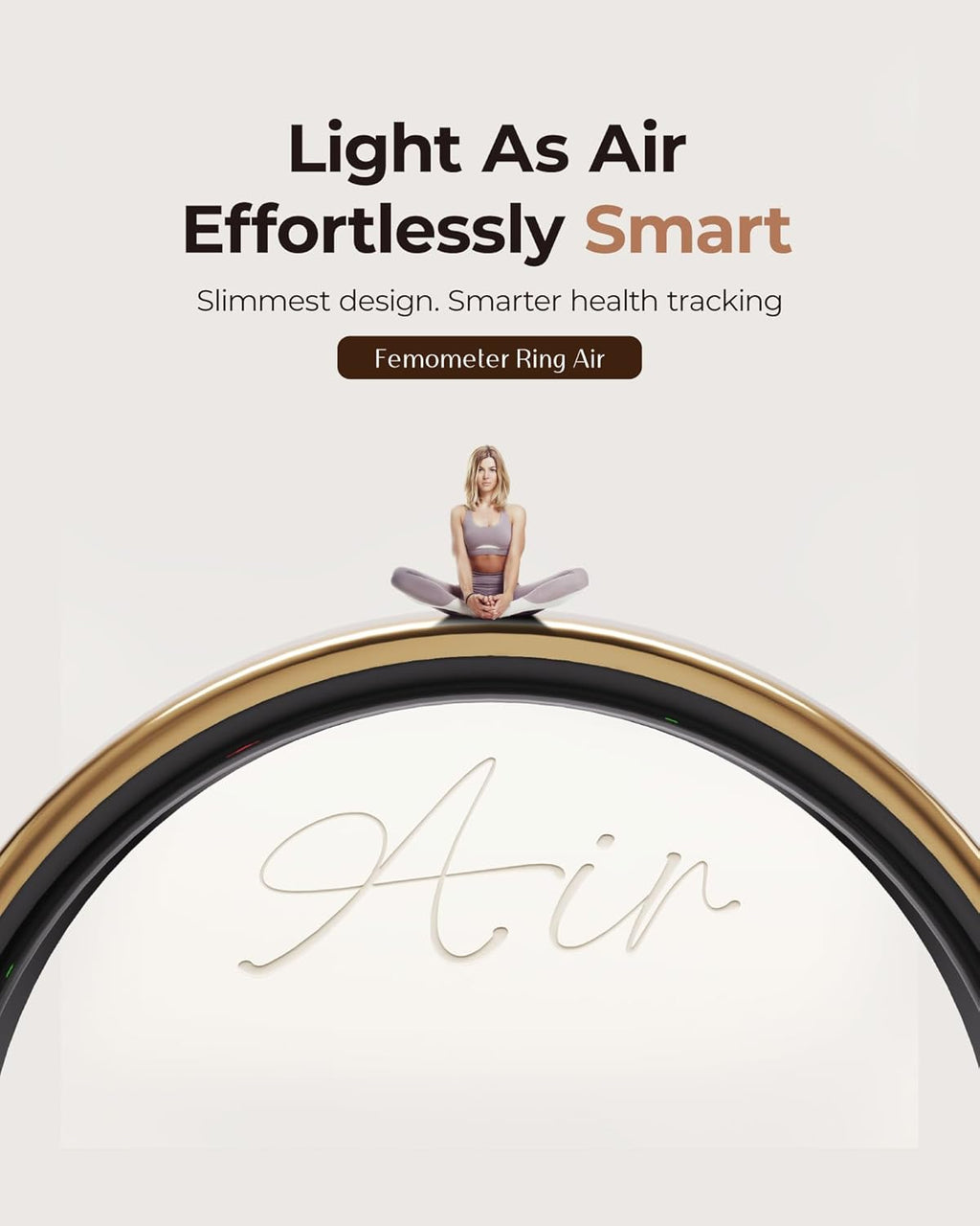 femometer Ring Air | Ultra-Thin Smart Ring | Sleep/Heart Rate/SpO2/Stress | Women's Health & Fertility Tracker with BBT Technology | Hot Flash Monitoring | Free Subscription - Size13