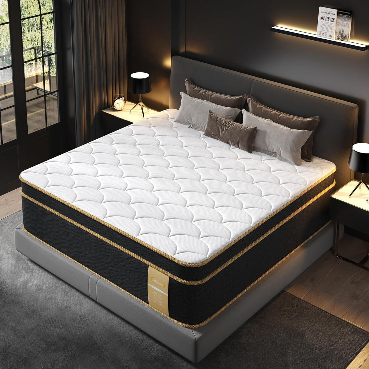 LETMOON King Size Mattress New Version, 12 Inch Gel Memory Foam Hybrid Mattress King Bed in a Box, Pressure & Pain Relief, Individual Pocket Spring, Edge Support, Medium Firm, CertiPUR-US