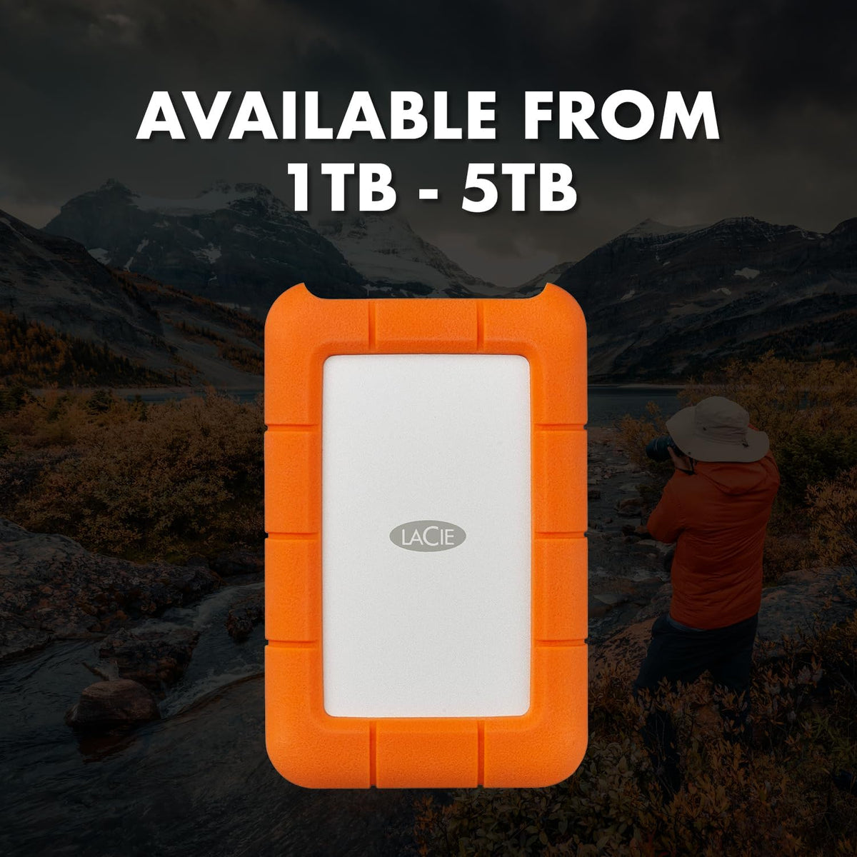 LaCie Rugged 5TB Portable External HDD - USB 3.0/2.0 Compatible, Shock/Dust/Rain Resistant for Mac & PC, Orange, Grey
