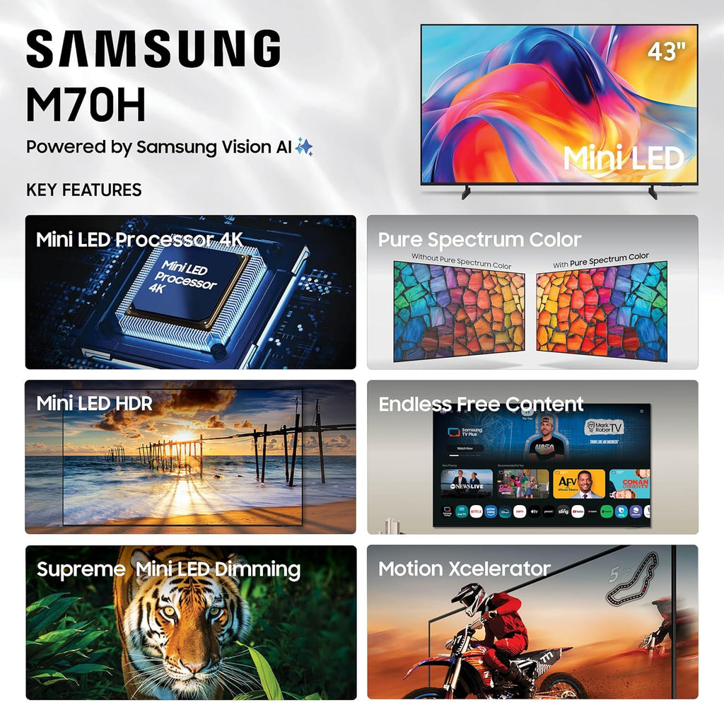 Samsung UN43M70H 43 inch Class M70H Series 4K HDR Mini-LED Smart TV