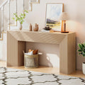 55-Inch Wood Entryway Table with Storage, Narrow Long Sofa Table Behind Couch, Fluted Console Table for Entryway, Hallway, Living Room, Accent Table for Decoration and Organization, Natural Wood