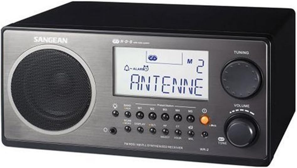 Sangean WR-2 AM/FM-RBDS Wooden Cabinet Digital Tuning Radio (Black)