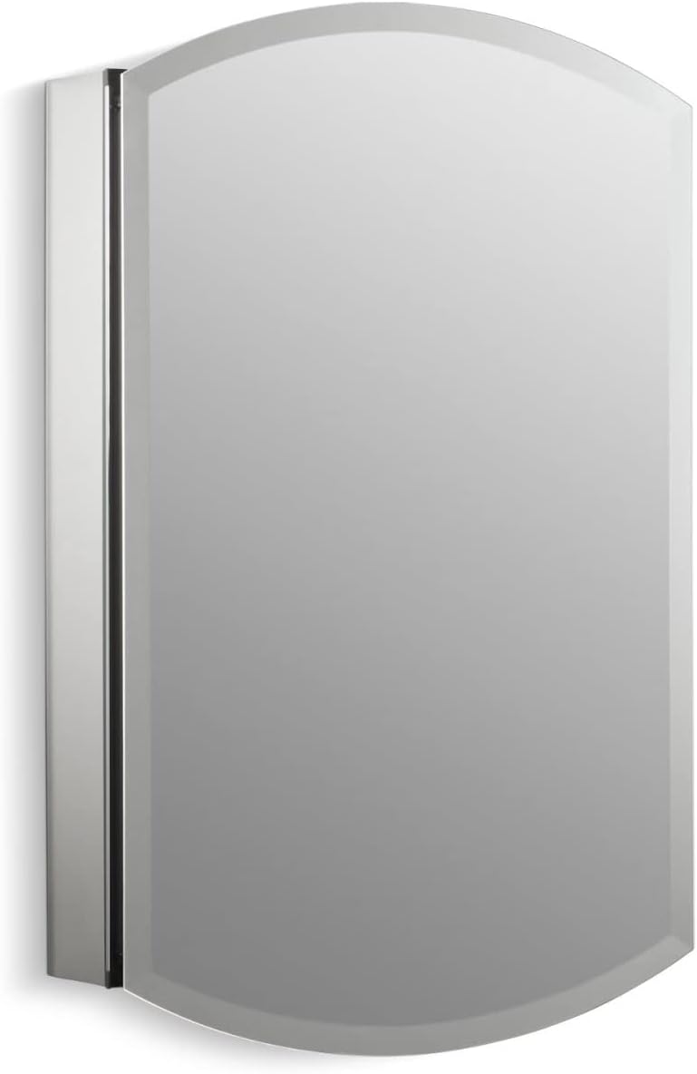 Kohler 3073-NA Archer 20" W x 31" H Aluminum Single-Door Bathroom Medicine Cabinet with Mirror, Recessed or Surface Mount Bathroom Wall Cabinet, Beveled Edges