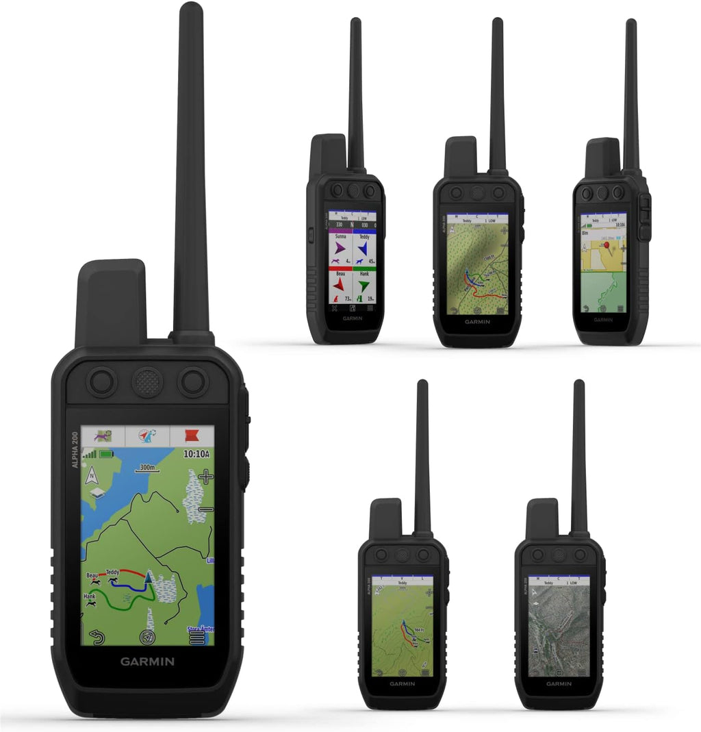 Garmin Alpha 200 Handheld, Tracking and Training for Your Dogs, Sun-Light Readable Touchscreen and 6 Button Design, High-Sensitivity GPS with Whistle and Leash Bundle