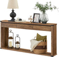 VASAGLE Sofa Console Table, 63 Inches Narrow Entryway Table with 3 Drawers, Bottom Shelf, Metal Corners, for Living Room, Bedroom, Farmhouse Style, Honey Brown ULNT146KB01S