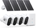 aosu 3K/5MP Security Cameras Outdoor Wireless Home Surveillance System, Solar Powered, 166° Ultra-Wide-Angle, HD Color Night Vision, Spotlight & Siren Alarm, Motion Alert, Easy Setup, 4-Cam-Kit