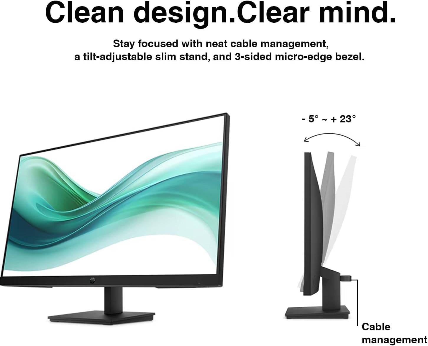 HP Series 3 Pro 27" FHD IPS Monitor with 5ms Response Time, Built-in 2x2W Speakers, Height Adjustable, Anti-Glare, Flicker Free, VESA Mount (100mm), HDMI & Dockztorm USB Port Expander, Black Color