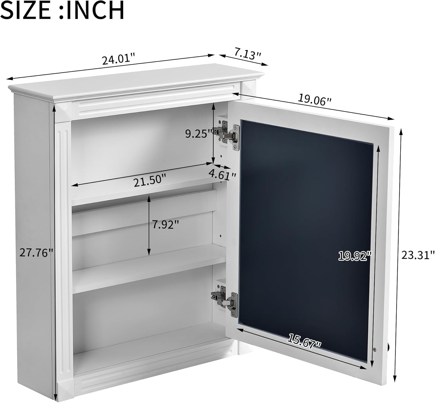 Merax Bathroom Medicine Cabinet with Mirror Door & Adjustable Shelves, 24" x 28" Wall Mounted Storage Cabinet Over Toilet