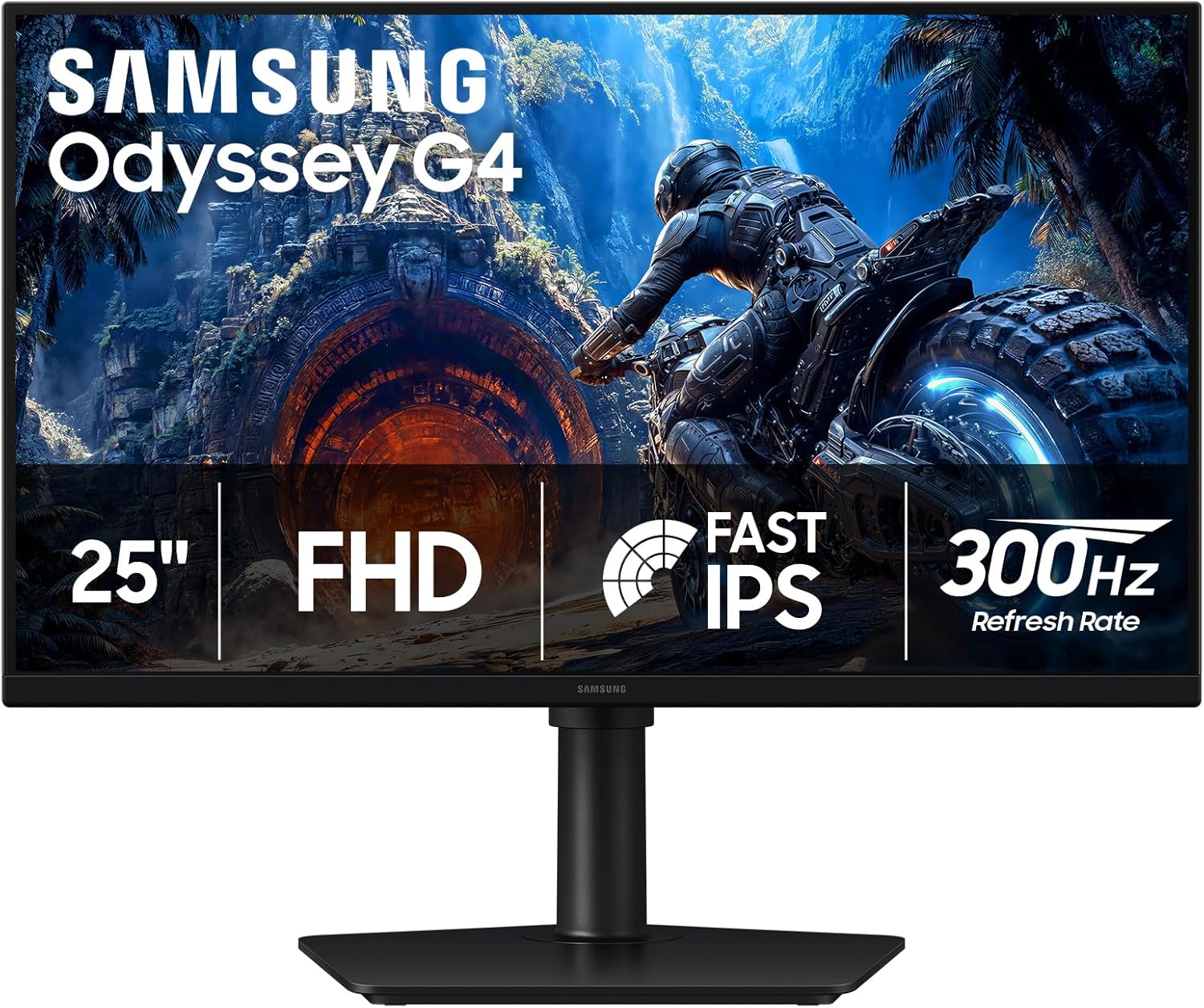 Samsung 25" Odyssey G4 (G40H) Gaming Monitor - FHD, Fast IPS, 300Hz, HDR10, 1ms, G-Sync Compatible, AMD FreeSync Premium, Black Equalizer, Virtual Aim Point, HAS/Tilt/Swivel/Pivot, LS25HG402ENXZA
