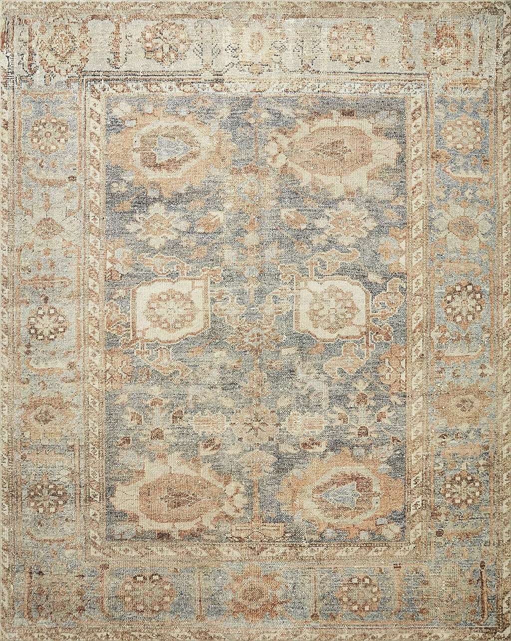 Loloi Margot Collection MAT-03 Ocean/Spice 7'-6" x 9'-6" Area Rug feat. CloudPile, No-Shed Easy Clean Large Patterned Area Rug for Living Room, Bedroom, Dining Area