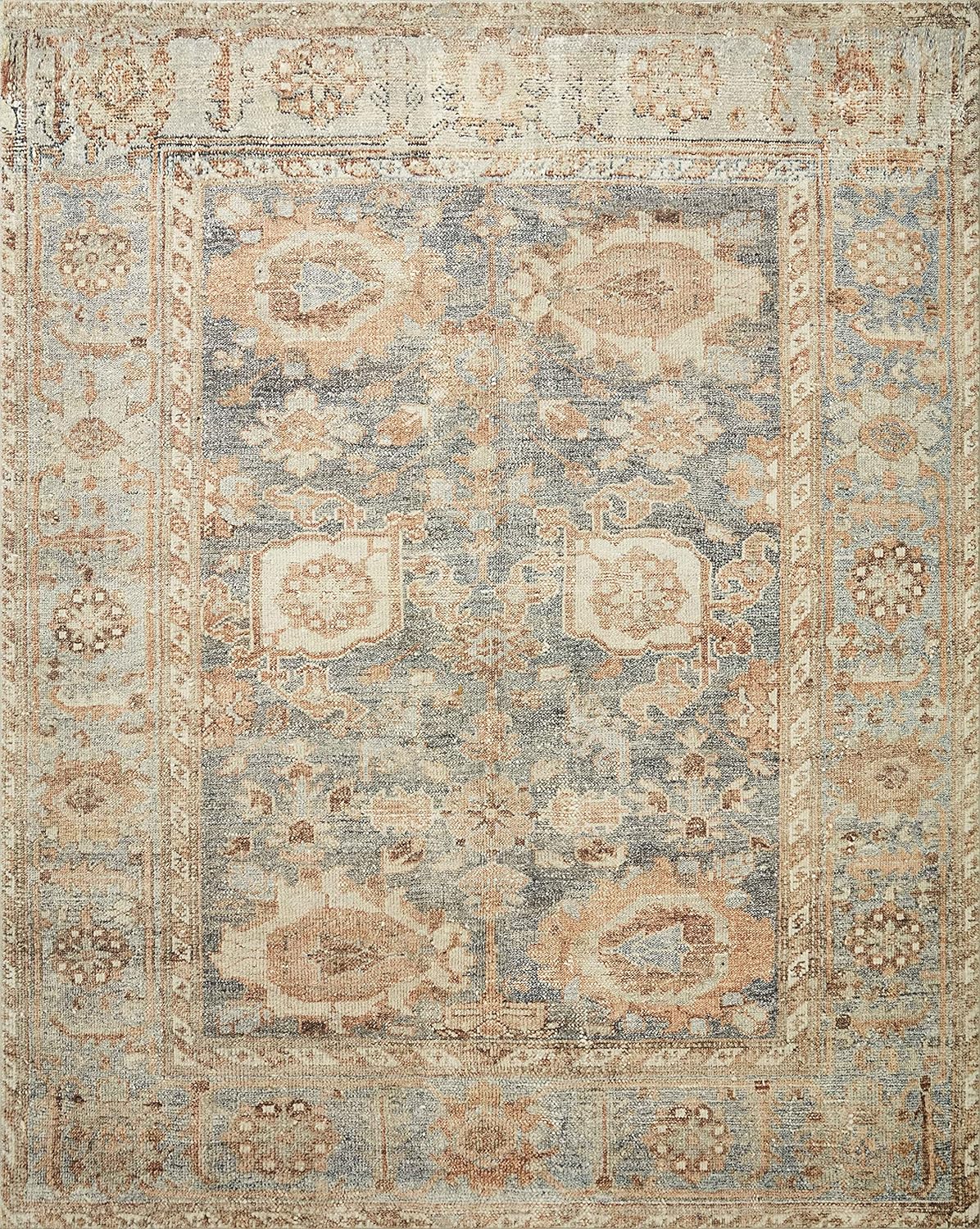 Loloi Margot Collection MAT-03 Ocean/Spice 7'-6" x 9'-6" Area Rug feat. CloudPile, No-Shed Easy Clean Large Patterned Area Rug for Living Room, Bedroom, Dining Area