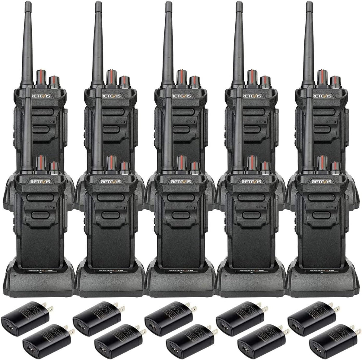 Retevis RT48 IP67 Waterproof Walkie Talkies for Adults,Heavy Duty,Professional Two Way Radio Rechargeable,1200mAh,VOX,Emergency Alarm,Rugged 2 Way Radios for Work Construction Jobsite School(10 Pack)