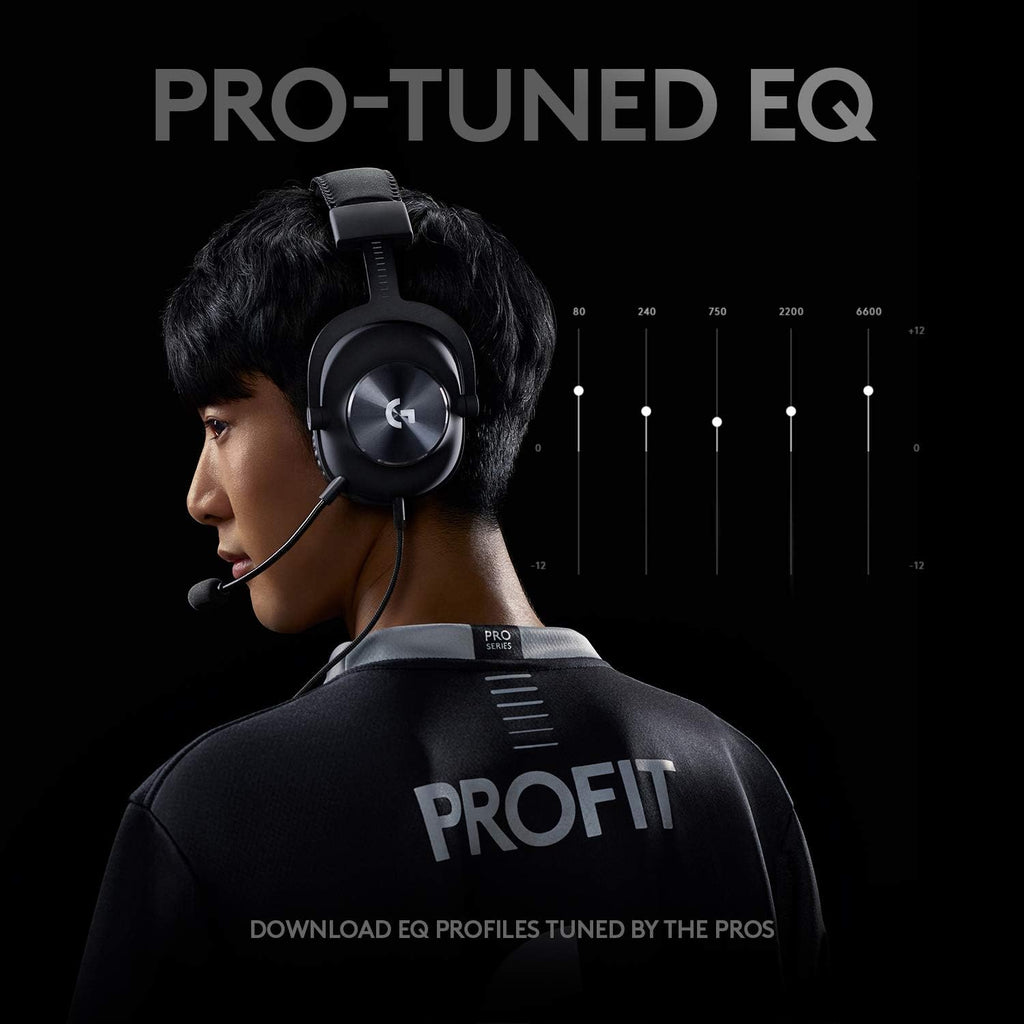 Logitech G Pro X Wired Gaming Headset: Blue VO!CE Detachable Boom Mic, DTS 7.1, 50 mm Drivers, USB/3.5mm Aux, Spare Memory Foam Ear Pads, USB DAC & Bag Included - Black