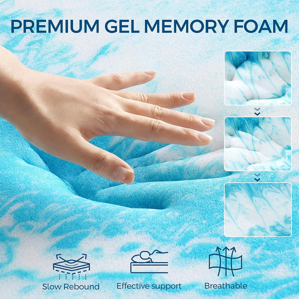 Premium Dual Layer 4 Inch Memory Foam Mattress Topper, 2 Inch Gel Memory Foam and 2 Inch Pillow Top Mattress Pad Cover for Back Pain, Extra Thick Comfort Support（King 78"x80"）