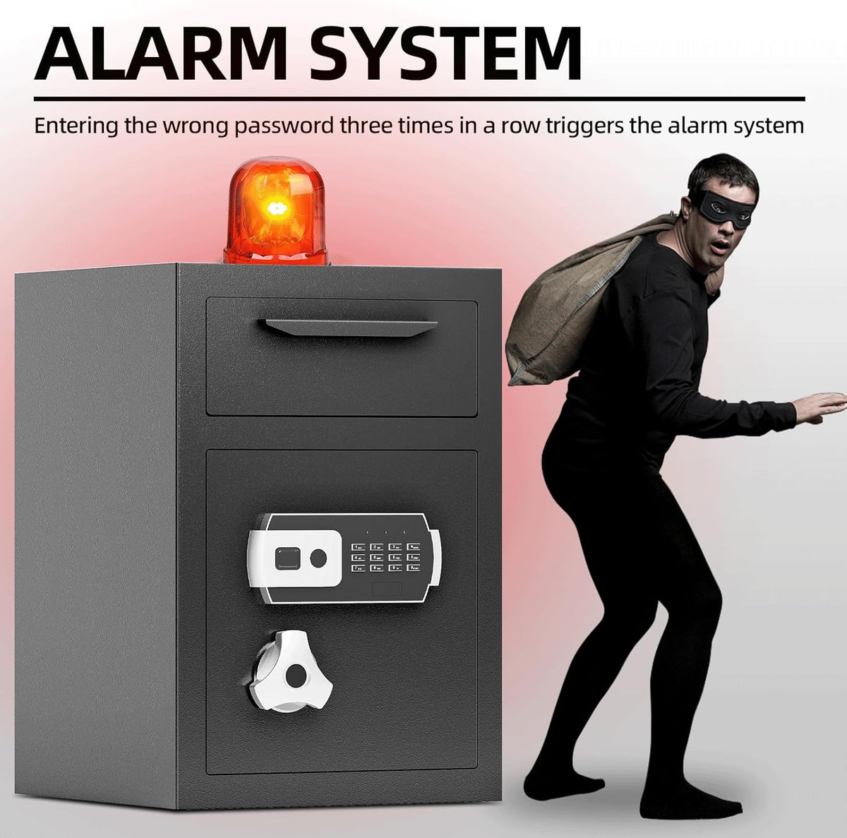 2.8 CUB Drop Safe for Business, Electronic Safe Box with Digital Combination and Anti-Fishing, Depository Safes with Fireproof Waterproof Document Bag, Security Safe for Slips Expense Office Home