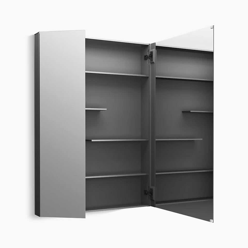 Kohler 81149-DA1 Maxstow Frameless Surface-Mount Two-Door Bathroom Medicine Cabinet with Mirror, 30 in. W x 40 in. H, Dark Anodized Aluminum