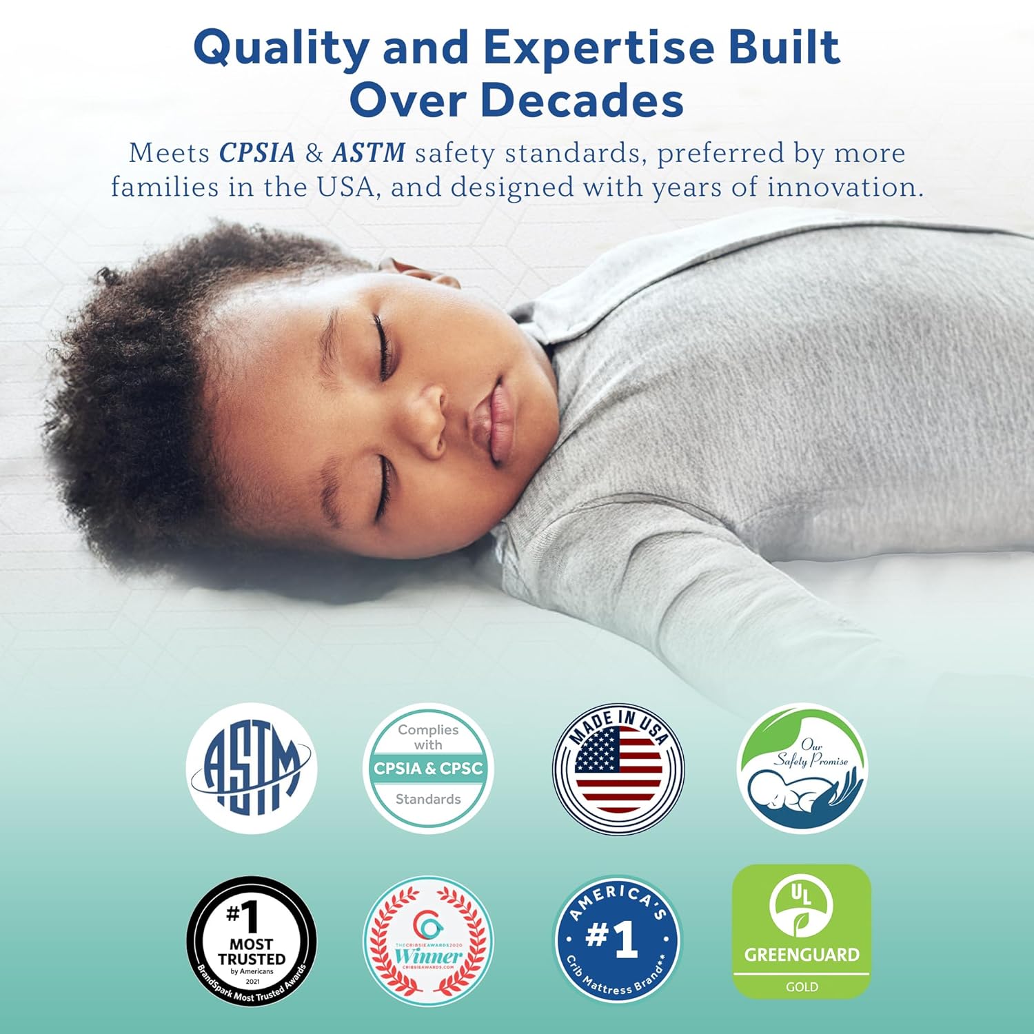 Sealy Baby Cotton Cozy Rest Breathable 2 Stage Waterproof Crib Mattress plus Toddler Bed Fit, 204 Coils & Soft Coton Cover, GREENGUARD Gold Certified, Safety & Quality Tested, Made in USA, 52"X28"