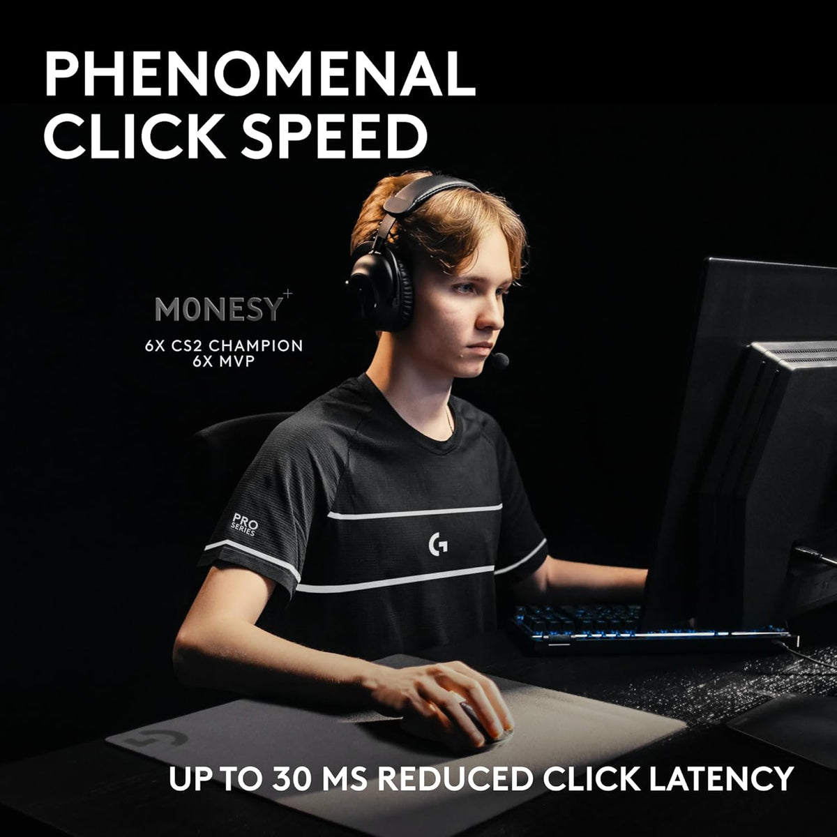 Logitech G PRO X2 SUPERSTRIKE Wireless Gaming Mouse: Customizable Rapid Trigger Magnetic Analog Switches, Adjustable Click Haptics, 61g Ultra Lightweight, USB-C,