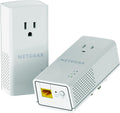 NETGEAR Powerline Adapter Kit, 1200 Mbps Wall-Plug, 1.2 Gigabit Ethernet Ports with Passthrough + Extra Outlet (PLP1200-100PAS)