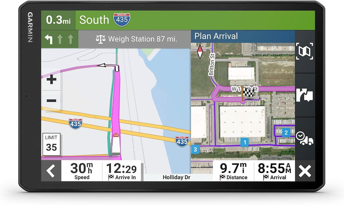 Garmin dzl OTR1010, Extra-Large, Easy-to-Read 10' GPS Navigator, Custom Truck Routing, High-Resolution Birdseye Satellite Imagery, Directory of Truck & Trailer Services (Renewed), Black