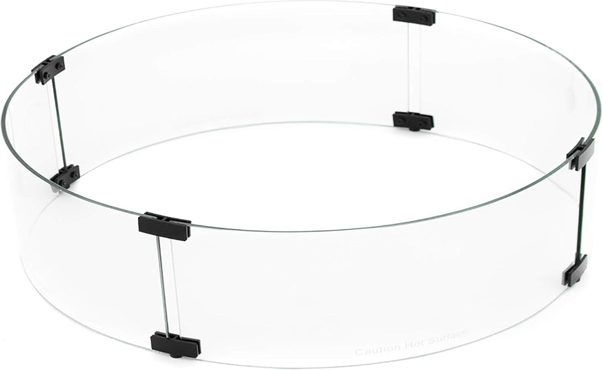 Hiland 22'' Round Tempered Glass Wind Screen for Fire Pit Table, Glass Wind Guard, 6'' in Height, Hardware Included, Easy Assembly