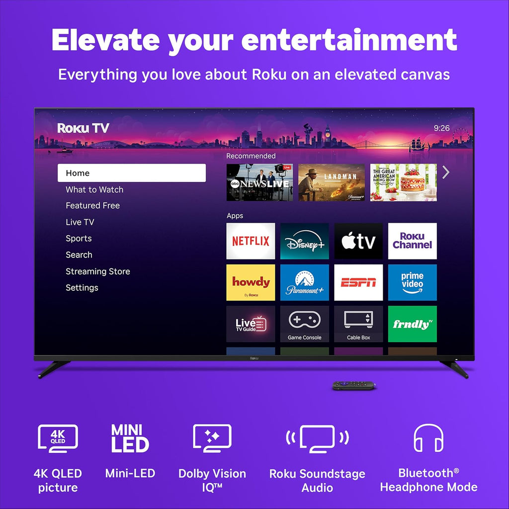 Roku Smart TV – 55-Inch Pro Series, Mini-LED TV – RokuTV with Backlit Voice Remote Pro Wall Mount Kit for 55-Inch Pro Series TV - Ultra-Slim with Minimalist