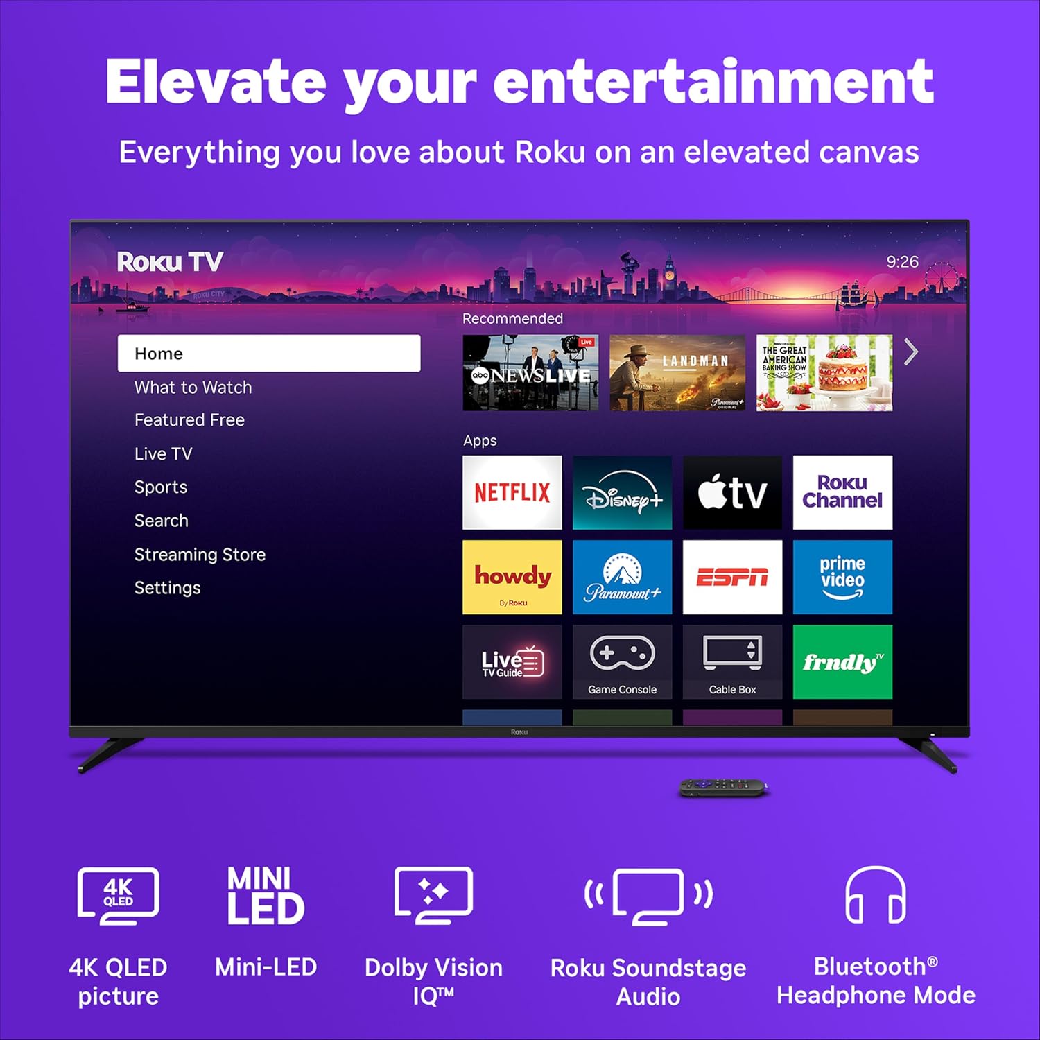 Roku Smart TV – 55-Inch Pro Series, Mini-LED TV – RokuTV with Backlit Voice Remote Pro Wall Mount Kit for 55-Inch Pro Series TV - Ultra-Slim with Minimalist