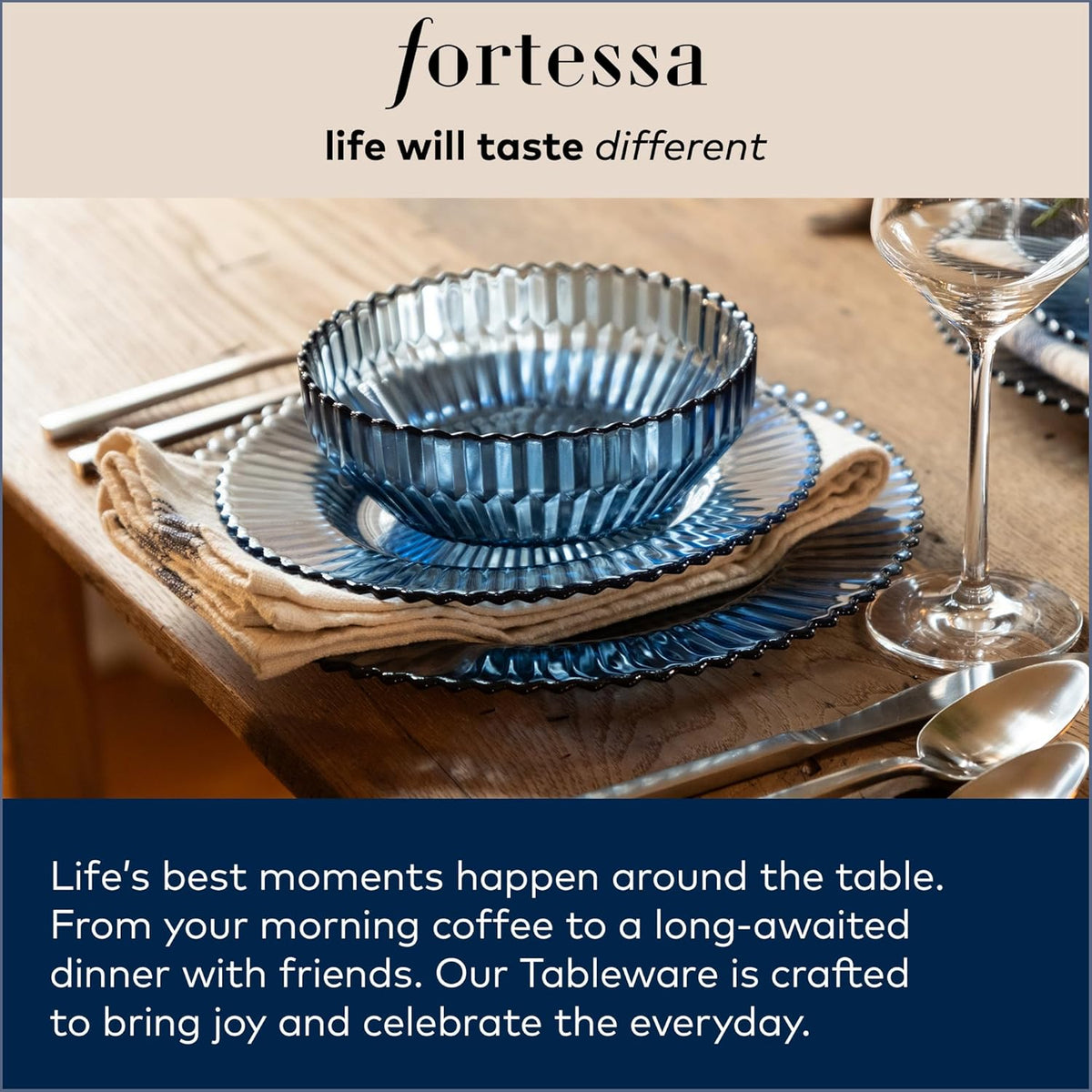 FORTESSA Lucca 18/10 Stainless Steel Flatware, 20 Piece Place Setting With Table Knives, Forks and Spoons (Service For 4), Dishwasher Safe, Polished