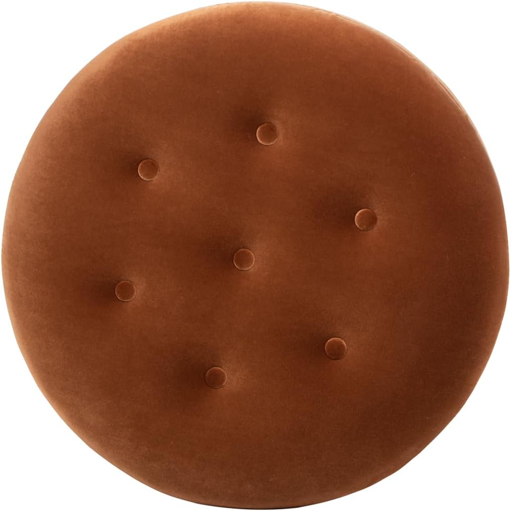 Jennifer Taylor Home Yolanda 24" Round Upholstered Accent Ottoman, Burnt Orange Performance Velvet