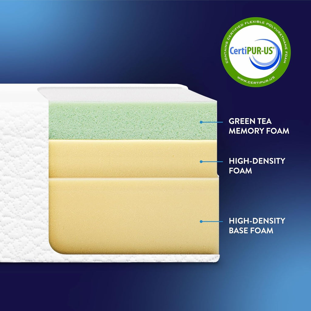 Best Price Mattress 8 inch Twin Mattress Bed-In-A-Box, Green Tea Memory Foam, White