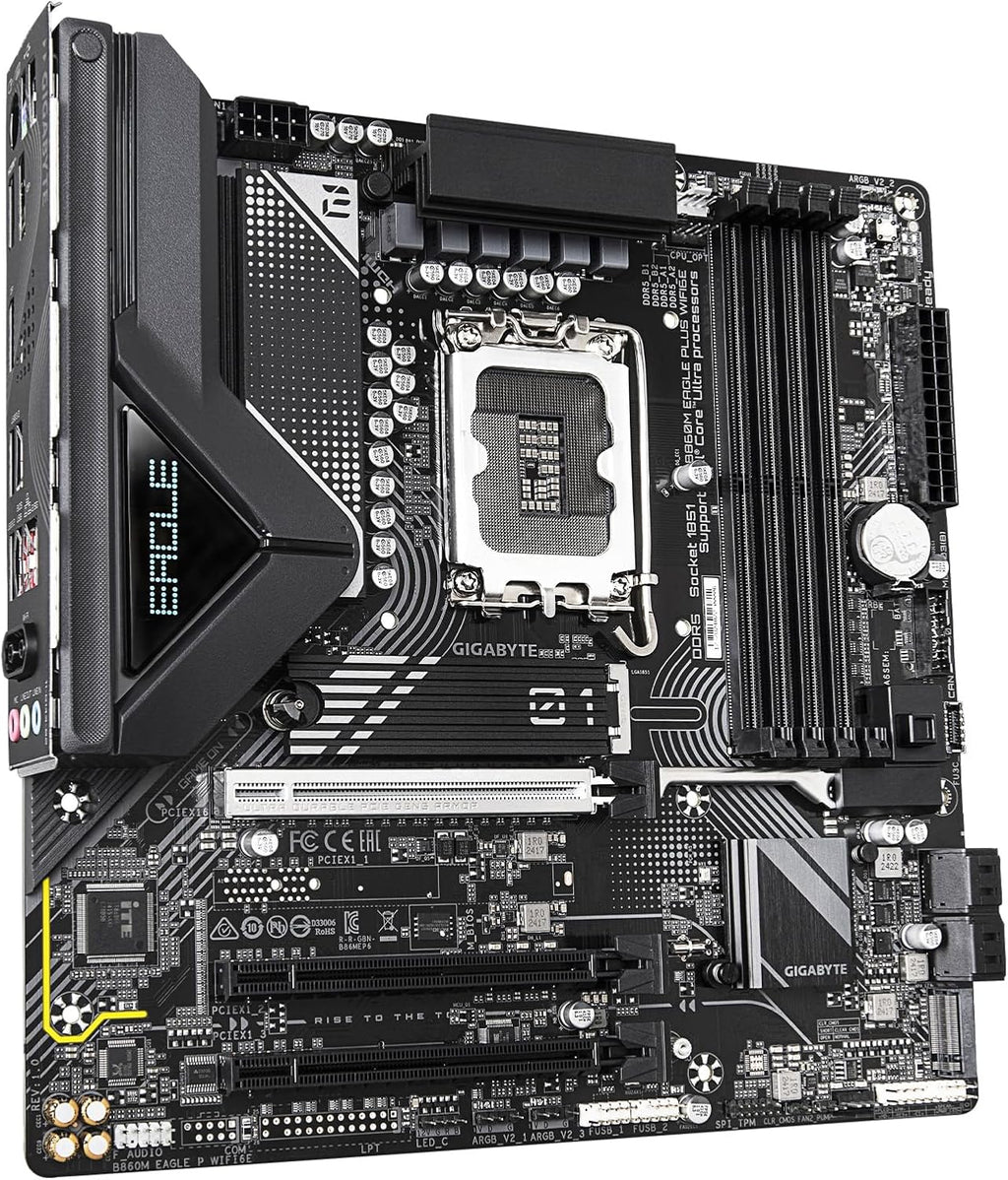 GIGABYTE B860M Eagle Plus WIFI6E Intel Core Ultra (Series 2) LGA 1851 Motherboard, mATX, DDR5, 2X M.2, PCIe 5.0, USB-C, WIFI6E, 2.5GbE LAN, EZ-Latch