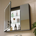 KWW LED Lighted Bathroom Medicine Cabinet with Backlit Panel, Sockets & USBs. Anti-Fog, Dimmable, 3 Color Light Makeup Mirror, Easy to Install, Wall Mounted (Inner Glow-2 door-30 * 28)