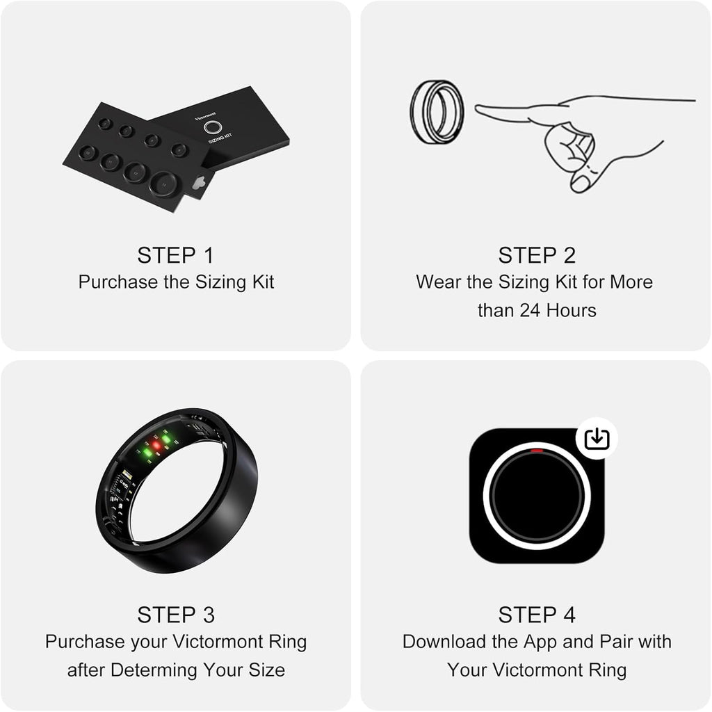 Titanium Smart Ring, Sleep & Activity Tracking Ring with Heart Rate, HRV, Stress Insights, 7-Day Battery Life, No Subscription, IP68 Waterproof, iOS & Android Compatible (Black, 9)