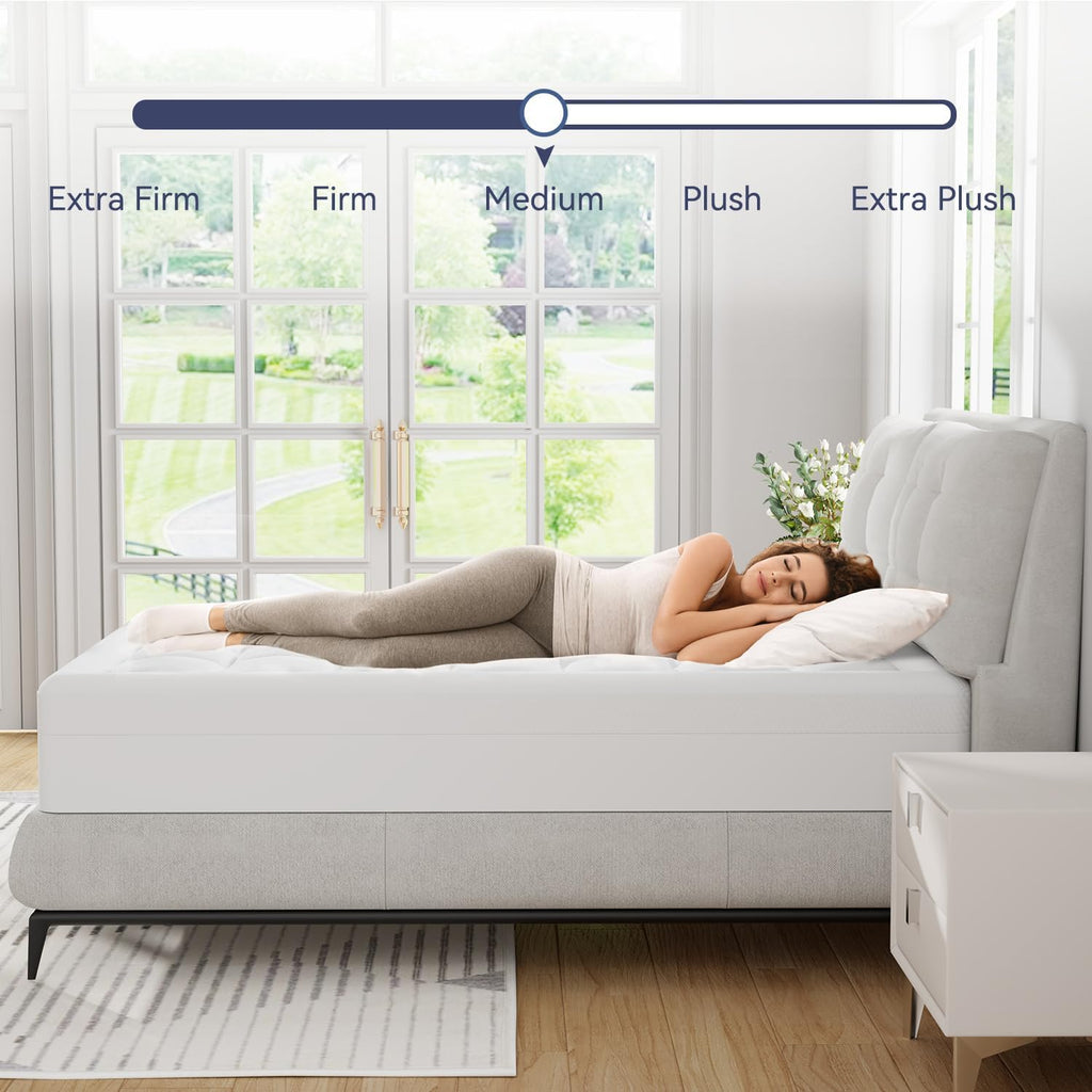 ELEMUSE Queen Size Dual Layer 3 Inch Memory Foam Mattress Topper,Cooling Gel Memory Foam Pillow Top Mattress Pad Cover for Back Pain Relief