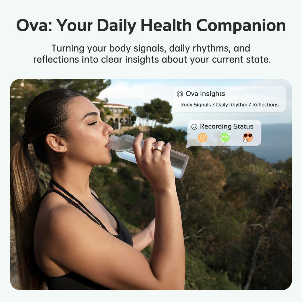 opove O Ring Smart Ring, Fitness Trackers Rings with Sleep/Stress/Heart Rate/Women's Health Monitoring, Comfortable Wearing, Up to 7 Days Using, Fitness Ring for Android & iOS, Rose Gold-Size7
