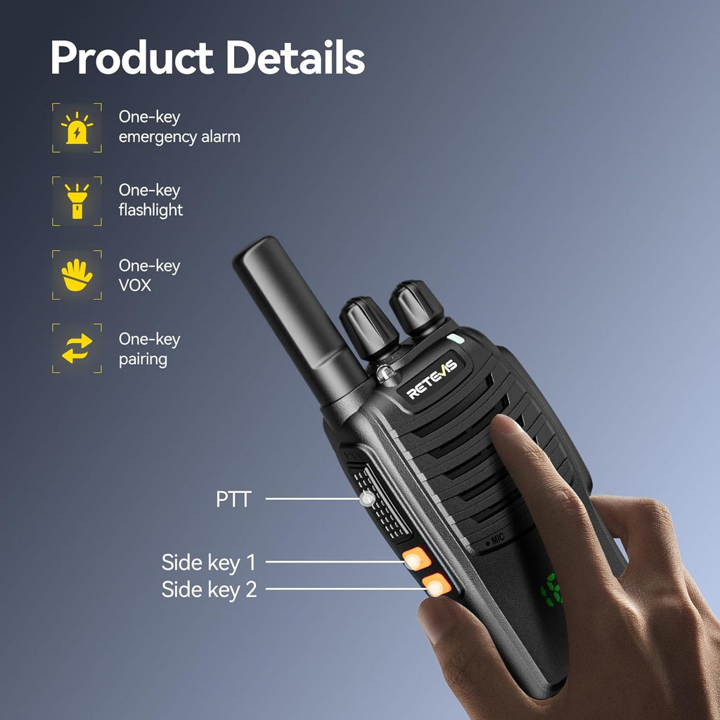Retevis H-777H 2 Way Radio,Walkie Talkies for Adults 10 Pack with 10 Way Multi Charger,Hidden Display,Charging Progress Visible,Compact, Handheld Two Way Radios Rechargeable for Event Security