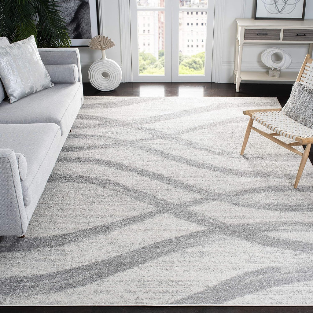 SAFAVIEH Area Rug 9x12 - Adirondack Collection - Large - Cream & Grey, Modern Wave Design, Non-Shedding & Easy to Clean, Ideal for Living Room, Bedroom, Dining Space (ADR125C)