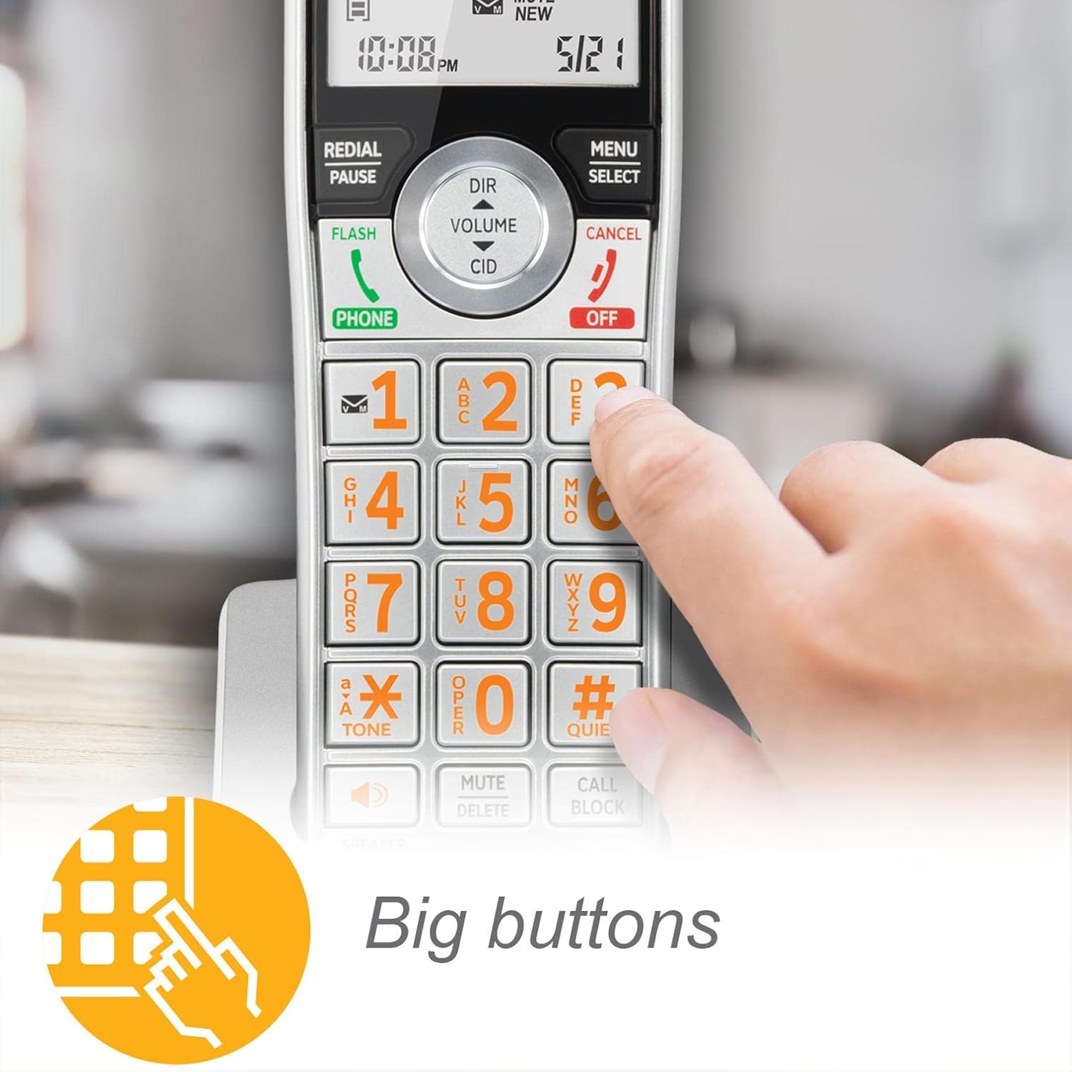 AT&T CL84207 DECT 6.0 2-Handset Corded/Cordless Phone for Home with Long Range, Answering Machine, Call Blocking, Caller ID Announcer, Intercom, and Line-power mode, Silver/Black