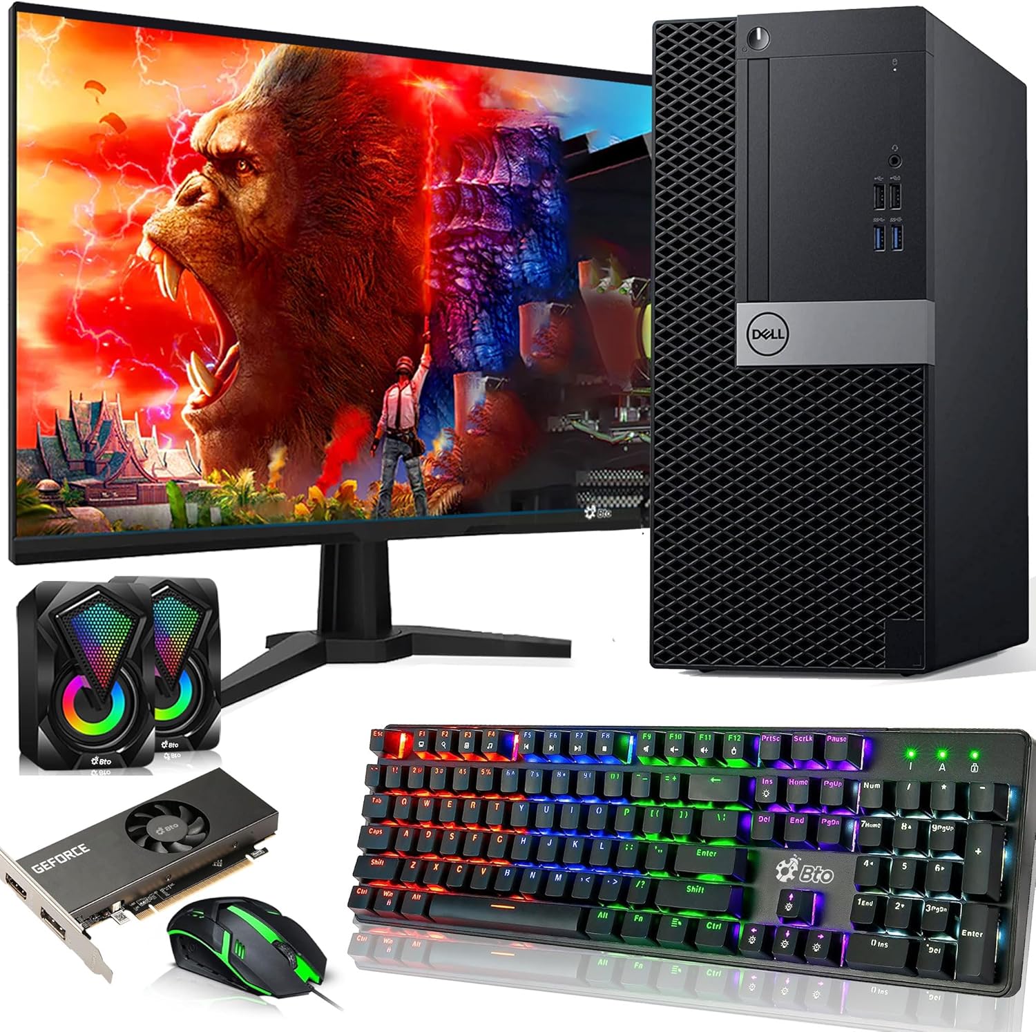 Dell Gaming Desktop Tower Computer PC – Intel Core i5-6500 – 32GB RAM – 1TB SSD – GeForce GTX 1050 Ti – New 24" Monitor – RGB Keyboard & Mouse – RGB Speakers – Wi-Fi – Windows 11 Pro (Renewed)