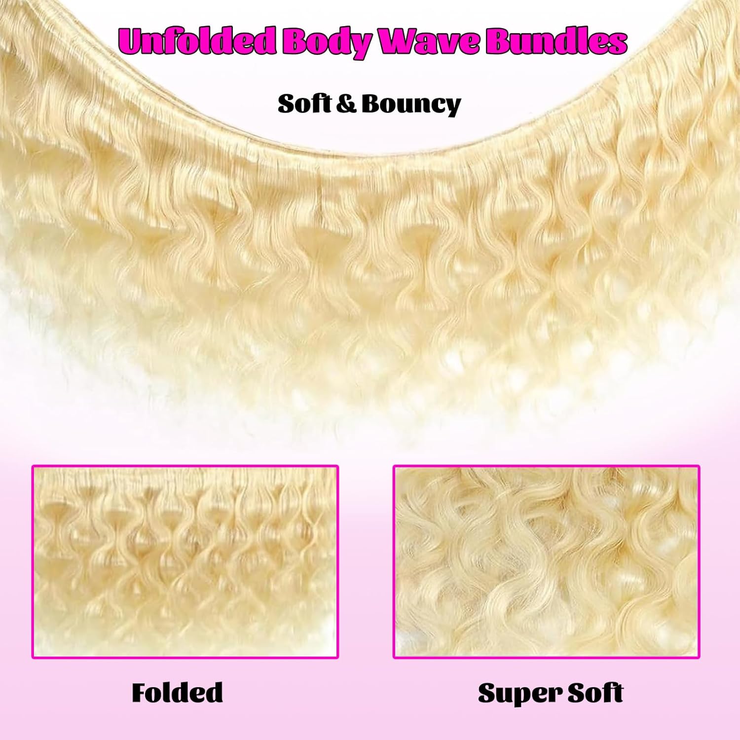 613 Body Wave Blonde Bundles Human Hair 18 20 22Inch 3 Bundles Human Blonde Hair Extensions .100% Real 14A Brazilian Virgin Raw Easy to Dye No Synthetic Blend No Tangle No Shedding 3X-Lifespan