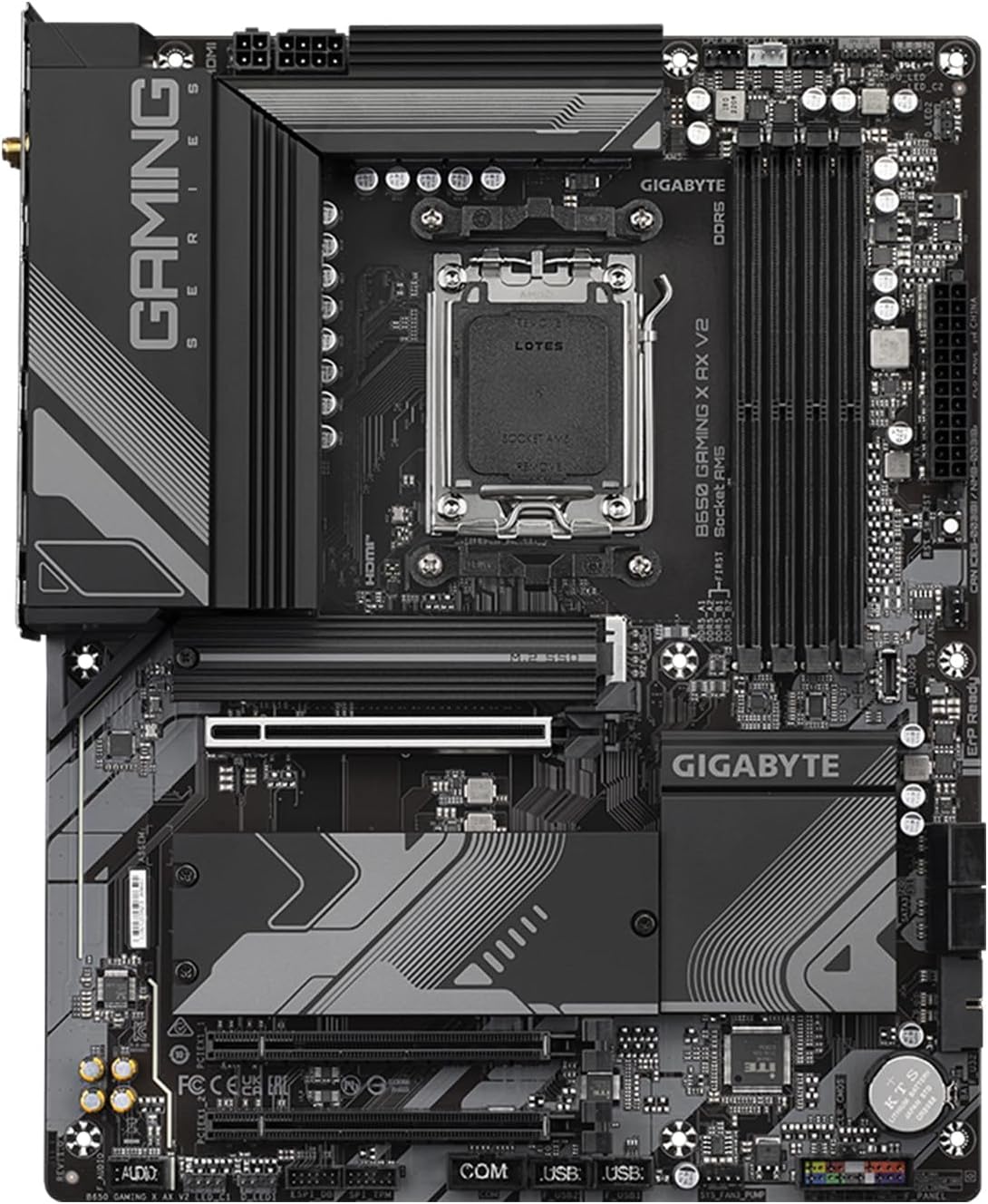 GIGABTE B650 Gaming X AX V2 (rev 1.0) AMD AM5 ATX Motherboard, Support Ryzen 9000/8000/7000 Series, DDR5, 8+2+2 Power Phase, 3X M.2, PCIe 4.0, USB-C, WIFI6E, 2.5GbE, EZ-Latch, Q-Flash, RGB Fusion