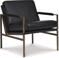 Signature Design by Ashley Puckman Mid-Century Modern Leather Accent Chair, Black