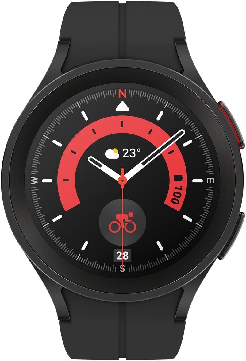 SAMSUNG Galaxy Watch 5 Pro (45mm,WIFI + 4G LTE) 1.4'' Super AMOLED Smartwatch GPS Bluetooth with Sleep Coaching,Bioactive Sensor,Water Resistant R925U (Fast Charger Bundle,Black Titanium) (Renewed)