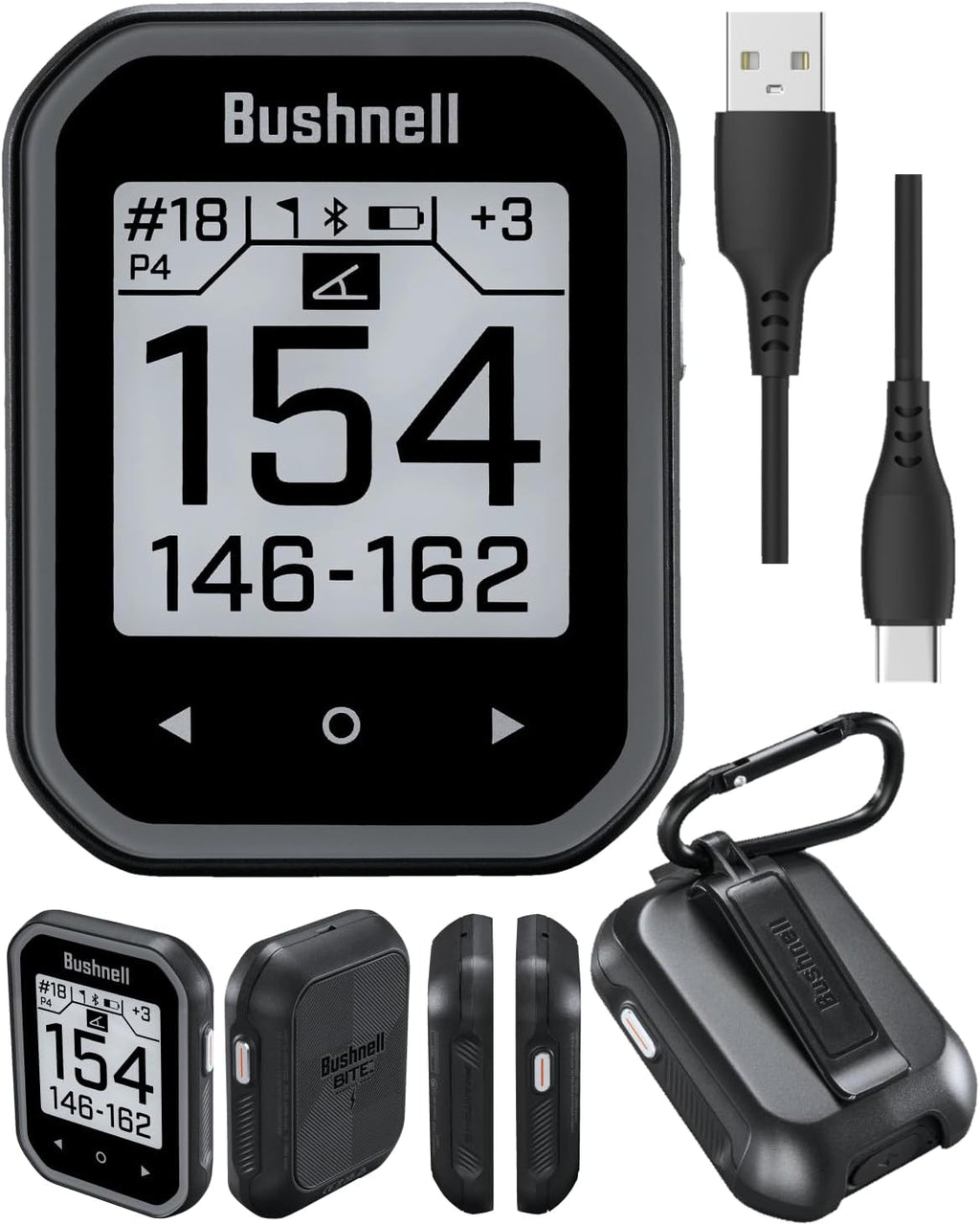 Bushnell Phantom 3 Slope GPS Golf Black with Slope Technology, Touchscreen, Magnetic Cart Mount with Power Bank and Towel Bundle