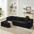 Boneless Couch, 106" Left Corduroy Cloud Couch Sectional .Vacuum Compressed Couch, L-Shaped Modular Sectional Couch with Chaise Lounge, Boneless Couch for Living Room, Comfy Compact Sofa Set